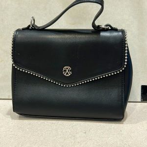 Black purse with silver beaded details